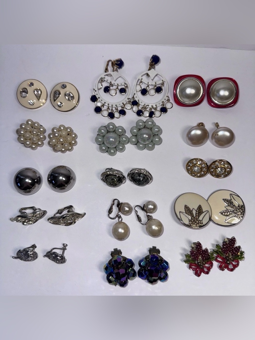 Clip On Earrings Vintage 15 Pair Lot All In Good Condition